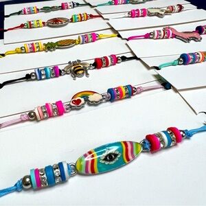 Colorful String Bracelets With Enamel Plants Fruits Animals